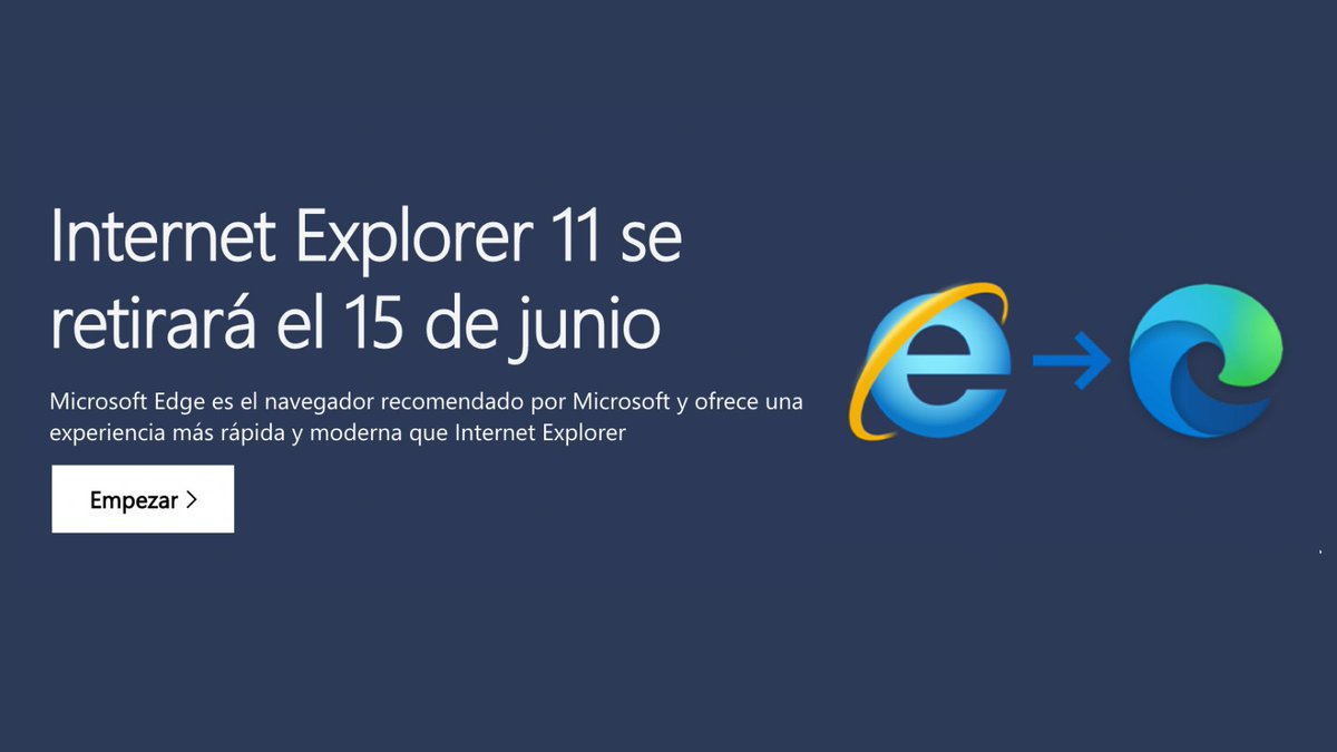 midudev's tweet photo. ¡Quedan 15 días para que Internet Explorer 11 sea oficialmente retirado por Microsoft! 🚀

En 15 días empieza un mundo mejor en el mundo del desarrollo. 🥲

Por eso, te doy RAZONES por las que deberías DEJAR de SOPORTAR IE11 en tu empresa o producto. 🧵⬇️ https://t.co/qQUCqc83hr