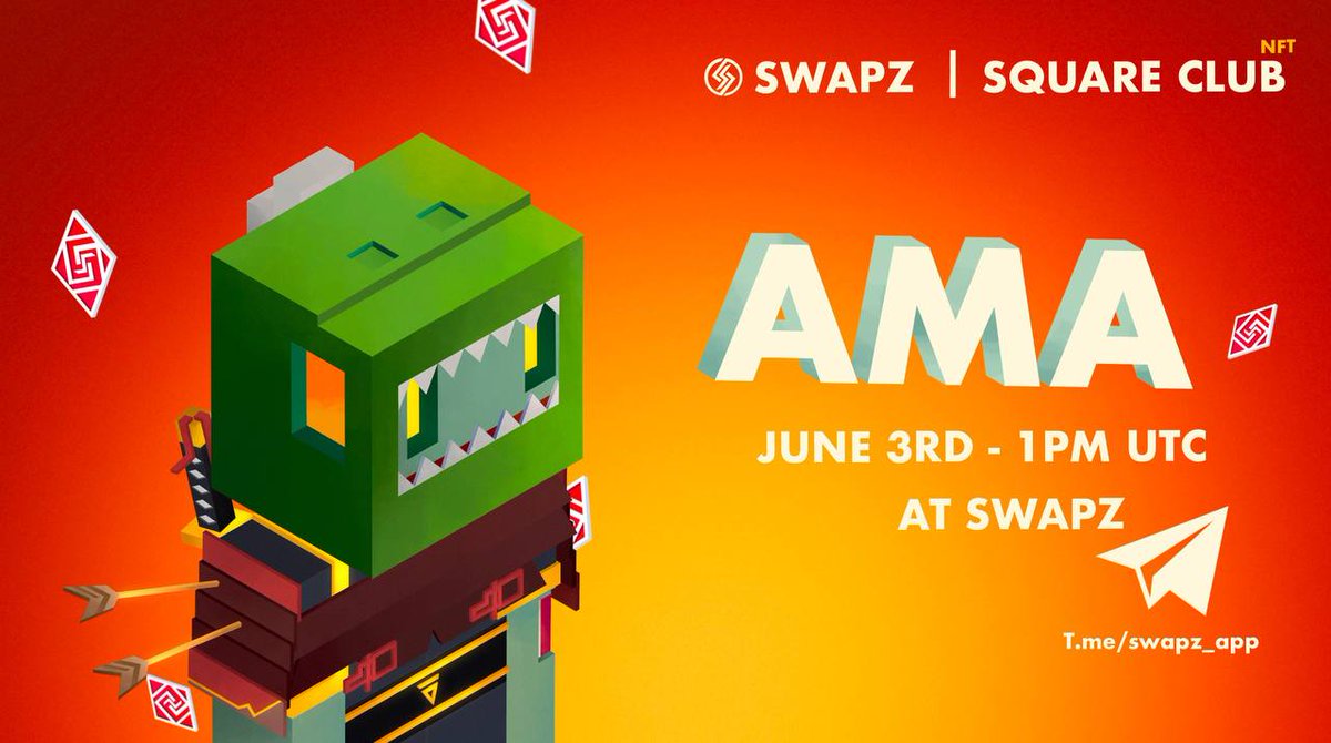 squareclubNFT's tweet photo. We're having an #AMA next Friday with the more trusted, secure and fast bridge in the world: #Swapz
🗓 1 PM (UTC) 3 JUNE 2022
📌 https://t.co/7wbemDmuG8
We will be giving 5 #VIP #Whitwlist spots to those who:
1⃣ Follow @squareclubNFT & @swapz_app
2⃣ Like & Retweet https://t.co/JgrTLS32UR