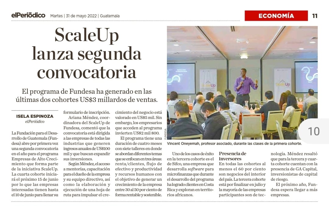 #CreceSinLimites | ScaleUp lanza segunda convocatoria para empresas de alto crecimiento ℹ️ amendez@fundesa.org.gt elperiodico.com.gt/economia/empre…