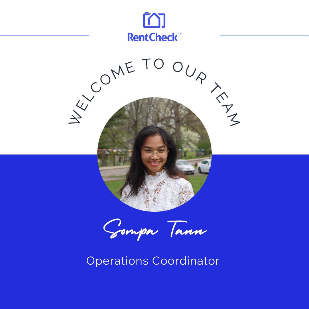 rentcheckapp's tweet photo. Please give a BIG welcome to the newest member of the RentCheck #Team…Somphors Tann! 🥳 She will reside as our #OperationsCoordinator and assist with #CX, #Sales, and #Operations #RentCheck #proptech https://t.co/qOWGYk9oQH