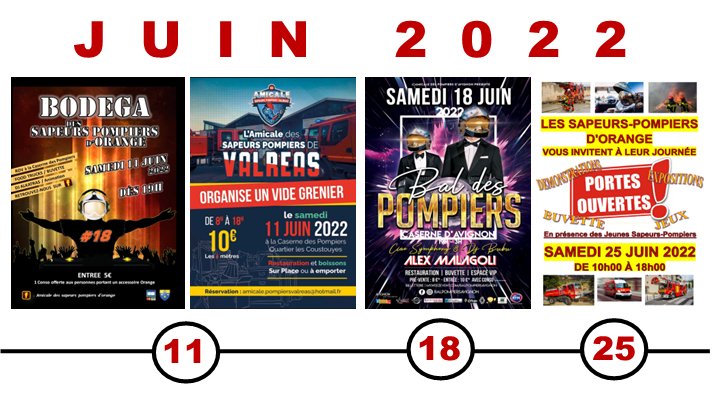 #SaveTheDate | En juin les #pompiers84 vous donnent RDV à Orange, Valréas et Avignon !
Infos 👉️ sdis84.fr/internet/w84_1…