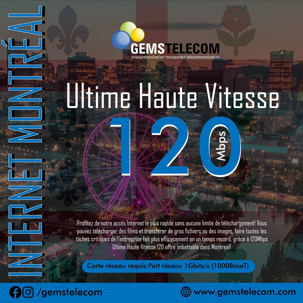 Gemstelecom's tweet photo. High-speed internet Montreal with unlimited download
Click here for more details
https://t.co/0jK5CieXKq
#internet #Montreal https://t.co/zDLIipASlJ