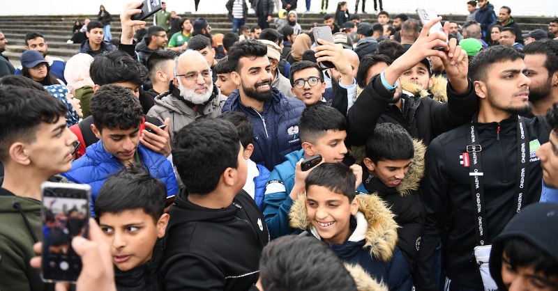 YorkshireCCC's tweet photo. Haris Rauf and Shadab Khan were the star attractions at a community event hosted at Park Avenue Bradford last night. #OneRose