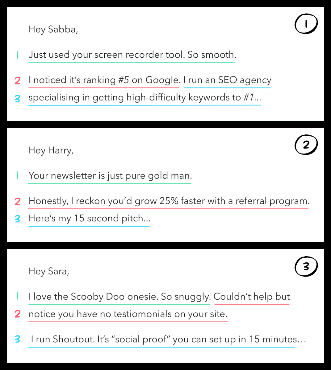 GoodMarketingHQ's tweet photo. My favourite cold email pattern.

Personalise. Pain point. Pitch. https://t.co/9feTC5kmJb