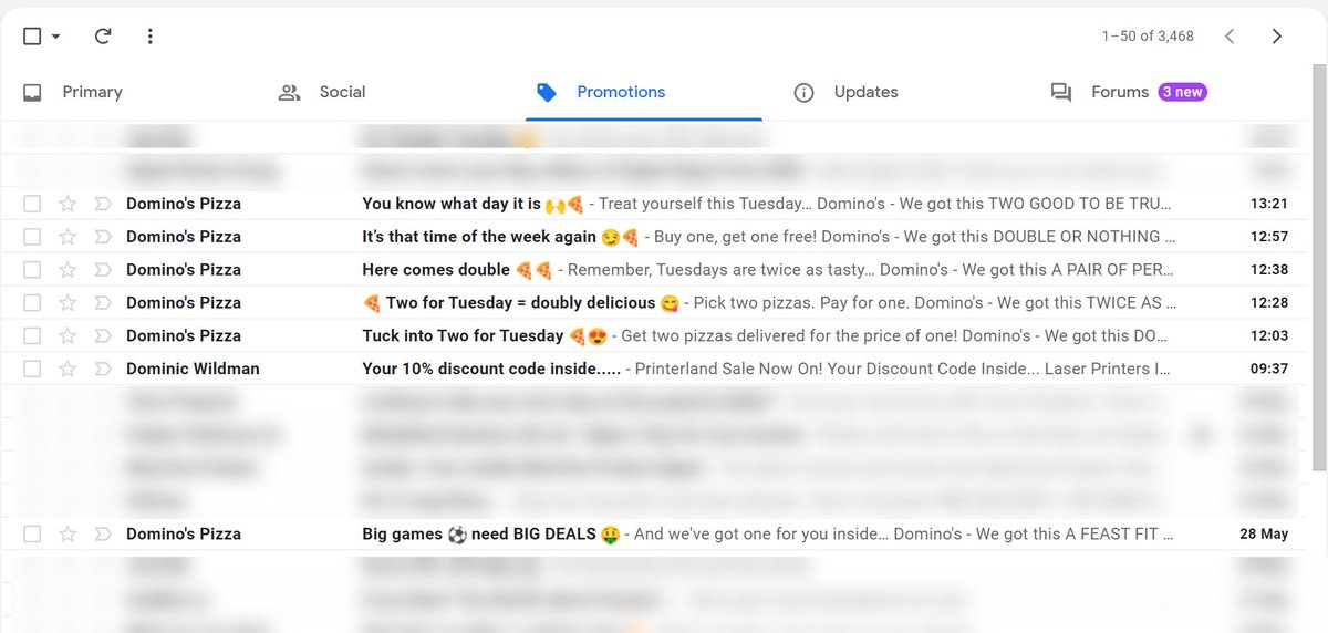 Mildly offended by the amount of pizza <a href="/Dominos_UK/">Domino's Pizza UK</a> thinks I eat on a Tuesday...