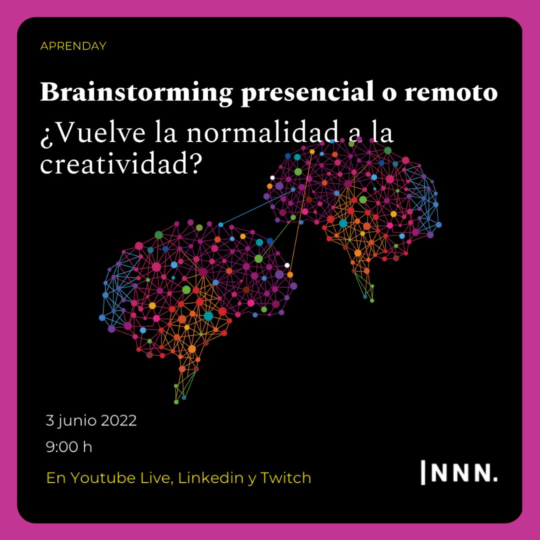 IN_Loyola's tweet photo. ¿Brainstorming presencial o en remoto? ¿Vuelve la normalidad a la creatividad? No te pierdas un nuevo #Aprenday con David Acosta de @innn que nos contará cómo el flow creativo no depende de una oficina. No te lo pierdas este viernes 3 de junio aquí: https://t.co/hFT2oPrafv https://t.co/3tXULJ0MlU