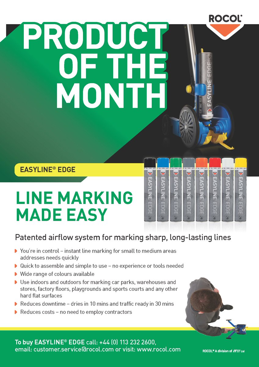 rocol's tweet photo. Ideal for use in small to medium-size facilities, the ROCOL EASYLINE EDGE line marker machine allows sharp, durable, defined lines to be marked quickly!

Discover what facilities it is best designed for… https://t.co/V9ORGUrme4

#linemarking #paintmachine #paintapplicator https://t.co/j9cwxC9s4b