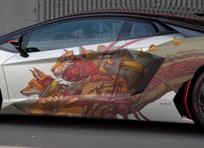 I'm still imagining my art on cars. #carwrap 