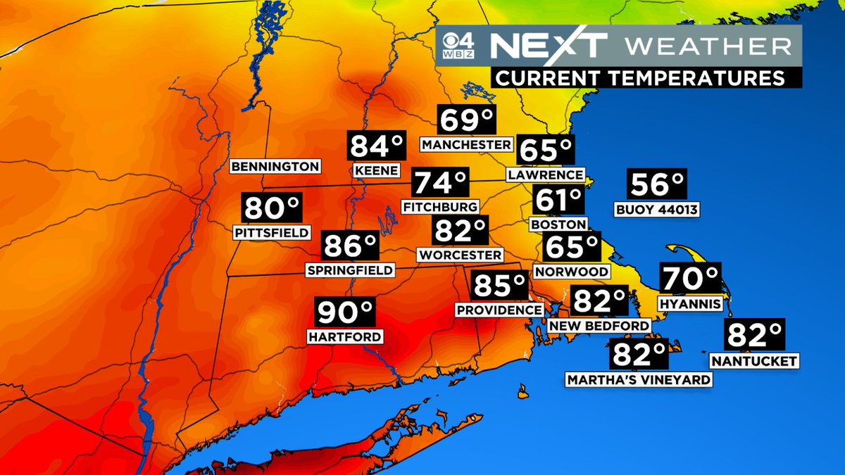 sarahwroblewski's tweet photo. 90 in Hartford, 61 in #Boston... #BackDoorColdFront https://t.co/ue7XjxeD6O