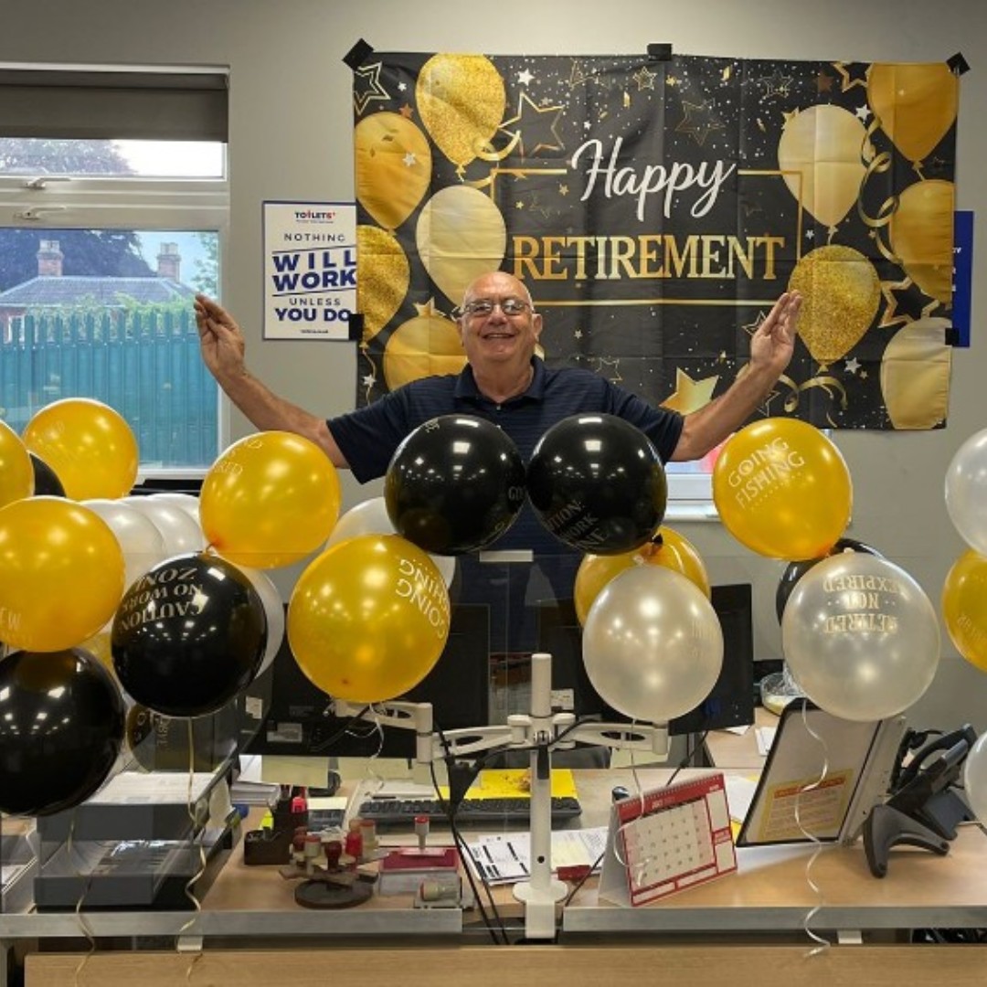 ToiletsPlus's tweet photo. After 32 years with Toilets+, this legend has called it a day and his retirement day has sadly arrived. Keith has been a fundamental part of our success over the past 3 decades and will be greatly missed.

Hap-peeeee Retirement Keith.

#toiletsplus https://t.co/ixDfGZnecd
