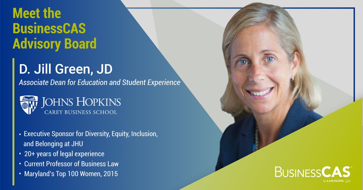 LiaisonEDU's tweet photo. Presenting #BusinessCAS โญ Meet the Advisory Board โญ Jill Green, Associate Dean for Education and Student Experience @JHUCarey. Thanks for serving on the board, Jill! #MeetBCAS https://t.co/Ty4qK61DmM