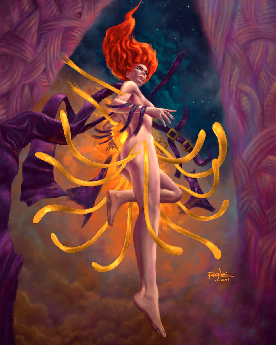 artofrene's tweet photo. “Casia’s Ascension” - The Metaterran Casia Minohr, upon crashing her starship on a strange planet, is taken elsewhere. Just as mysteriously as she crashed, so is she taken away to someplace... https://t.co/1pduYoV5yL