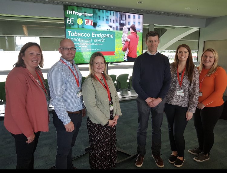 Our @CHO2west health promotion and improvement officers attending tobacco free Ireland conference, Tobacco Endgame, Nobody Left Behind today in the Aviva Stadium for #WorldNoTobaccoDay2022 #QuitTobacco Quitsmoking.west@hse.ie