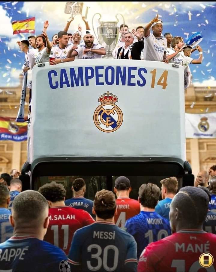 HasnainAliSyed_'s tweet photo. Real Madrid had to defeat reigning Italian champions Inter, current French champions PSG, reigning Champions League holders Chelsea, Premier League champions Man City and previous Premier League and Champions League winners Liverpool to win the Champions League this season. https://t.co/pd31KIOLyz