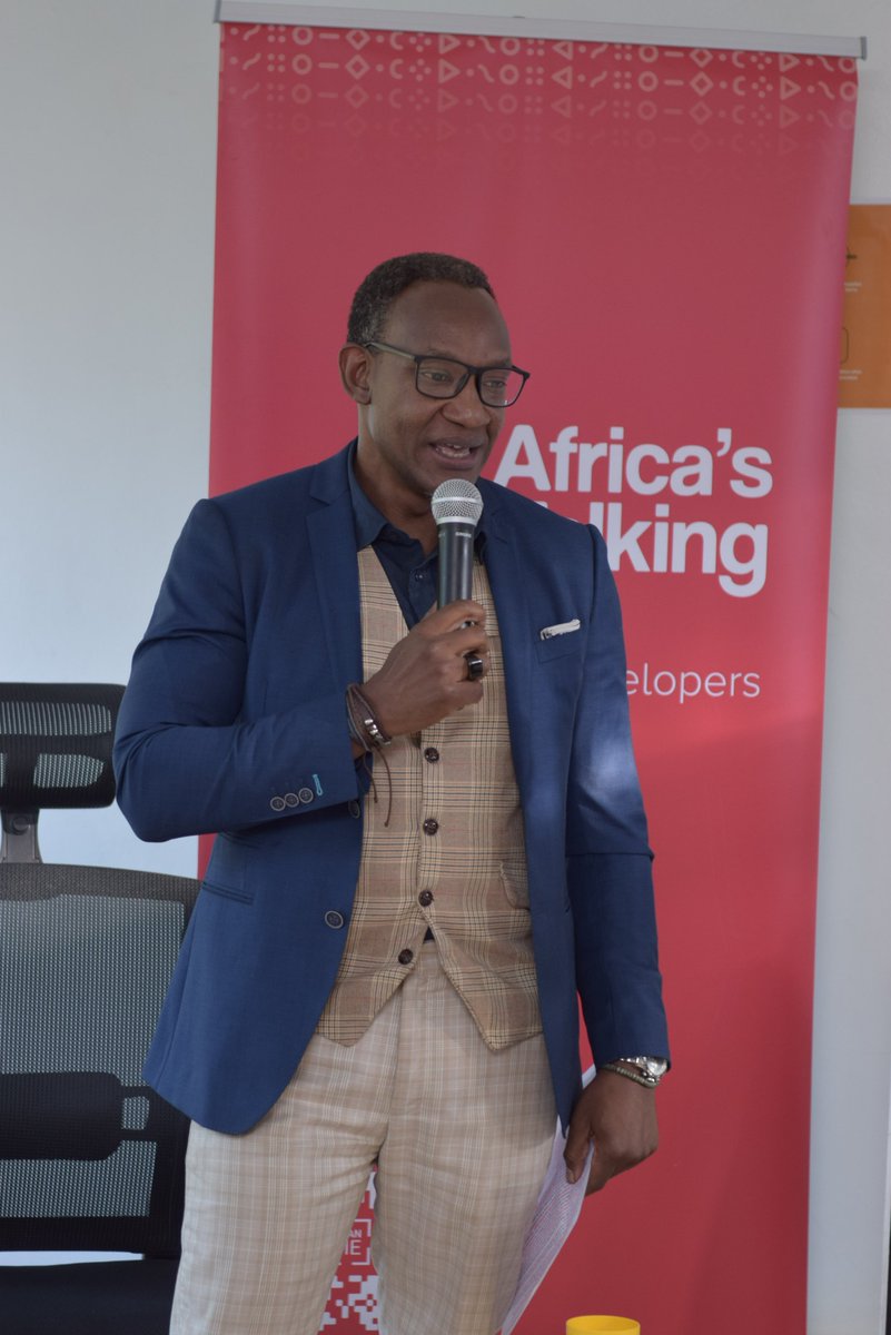 Africastalking's tweet photo. Receiving great insights from Amb. Prof. @bantigito  for our #FiresideChat where we are discussing the future of technology in Africa! #WeLoveNerds #ATSpaces https://t.co/09XsAYjGXg