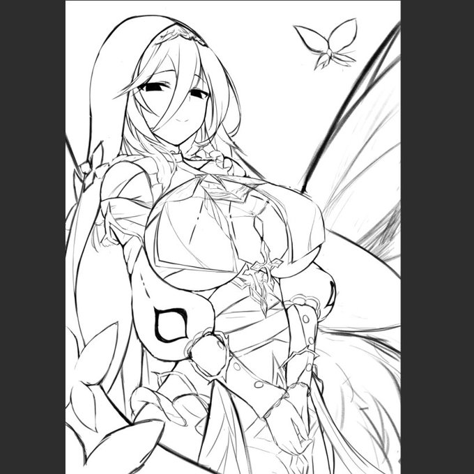 やっとラフが形になった…_(:3」∠)_ピィー!むずかしーッ!! 