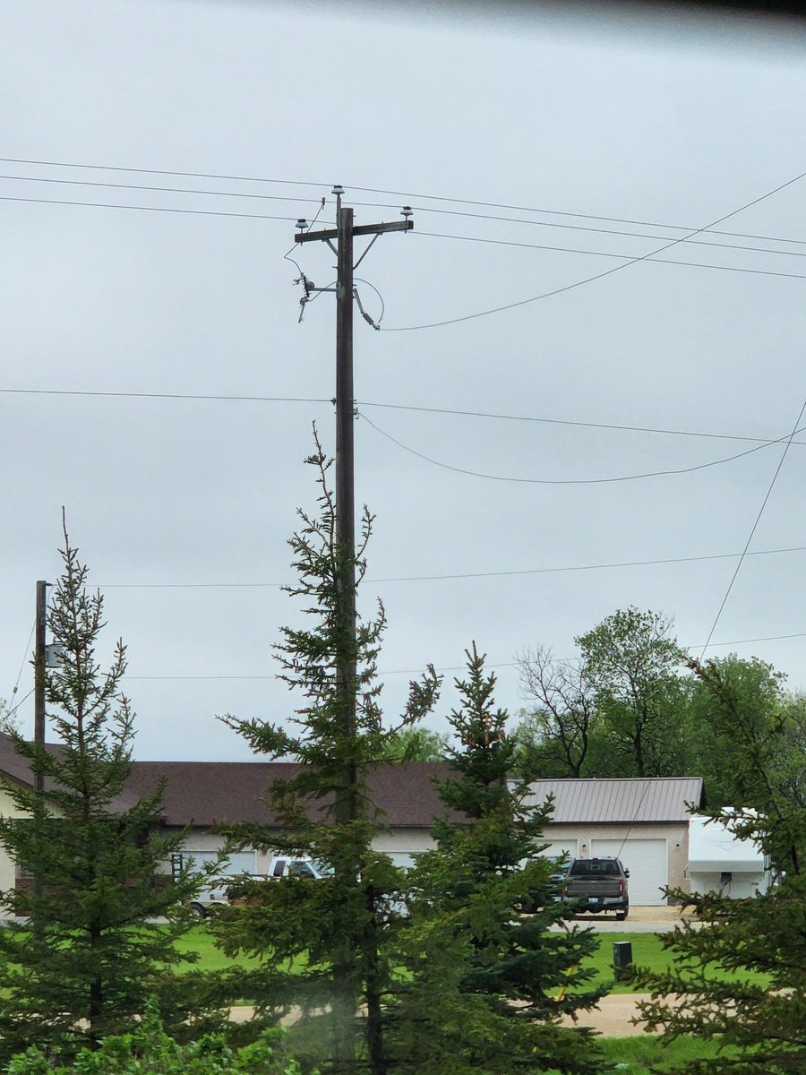 BrettDalman's tweet photo. @manitobahydro hi again this just happened at the corner of Dawson rd and Wild Rose lane - Navin, MB power just went out reporting it now https://t.co/8pPPLYTJh6