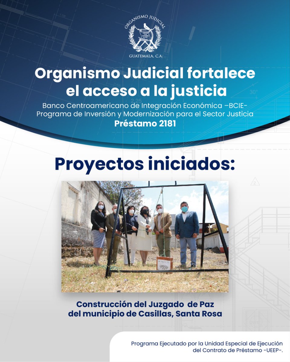 OJGuatemala's tweet photo. Los proyectos se realizaran através de la Unidad Especial de Ejecución del Contrato del préstamo -UEEP- 2181.
#BCIE #AccesoAlaJusticia #UEEP #ProyectosOJ @BCIE_Org https://t.co/RqxViwLj40