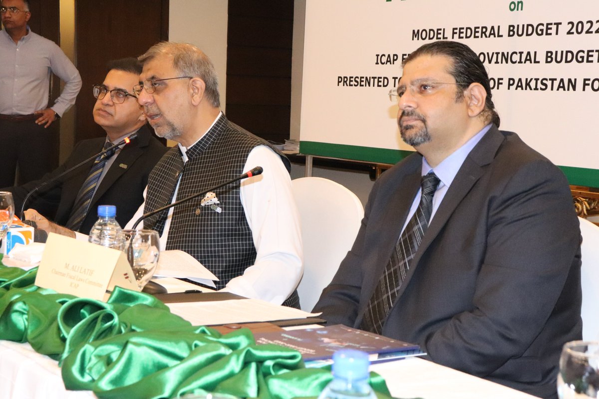 icapofficial's tweet photo. MEDIA TALK  I  ICAP BUDGET PROPOSALS  I  ISLAMABAD
An interactive session with journalists was held where President ICAP - Mr. Ashfaq Yousuf Tola accompanied by Chairman Fiscal Laws Committee-  Mr. M. Ali Latif and Chairman Economic Advisory Committee - Mr. Zeeshan Ijaz.
#icap https://t.co/4D5fsfsFXN