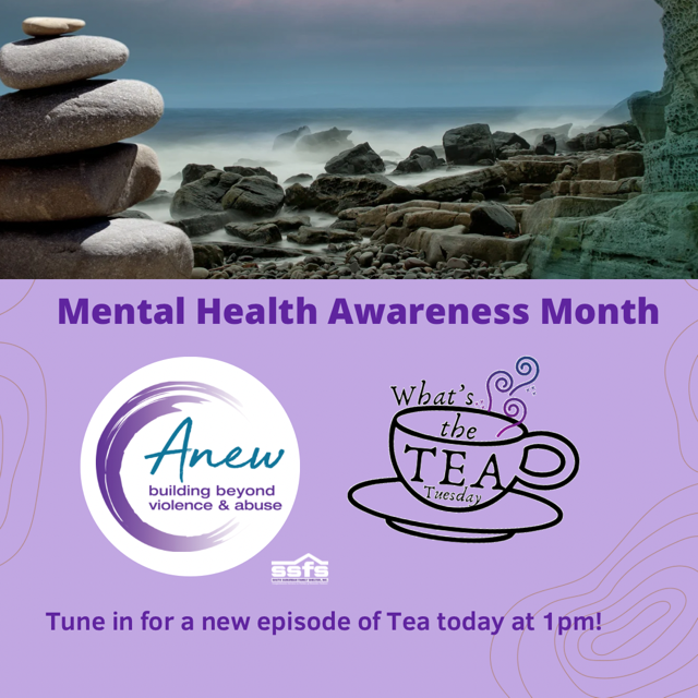 Anew_DV's tweet image. Tune into Facebook today at 1pm for a new episode of What's the Tea with Community Educator Zach and Stacey Harris-Jones, MA, LCPC, LHMC for a discussion on many different aspects of mental health, and please remember to prioritize your mental health!