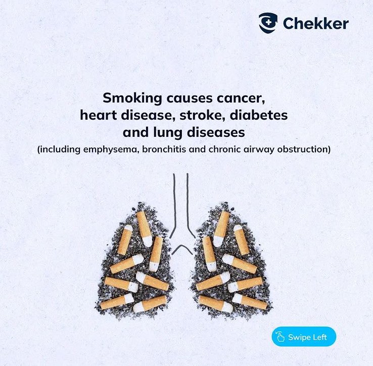 Mychekker's tweet photo. “Mo’n fa cigar, Gba’wo lowo” 🙅🏾‍♂️🚭

Here are some helpful facts about tobacco consumption. #NoTobaccoDay #Chekker https://t.co/DtiZmiDLi8