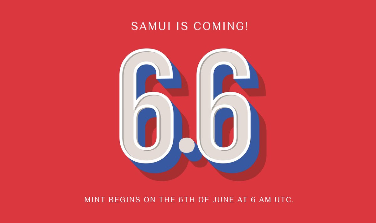 StarSwap's tweet photo. Samui is coming. Mint begins on the 6th of June at 6 AM UTC. 𝟔. 𝟔. 𝟔. 🖼❤️

Please remember, Samui NFT has no public mint. Getting on the WL is the only way to mint one. 

Participate on our discord or on our partner giveaways to get your WL spot. ✊🌟 #Astar #NFTs #Samui https://t.co/etUauXMxj5