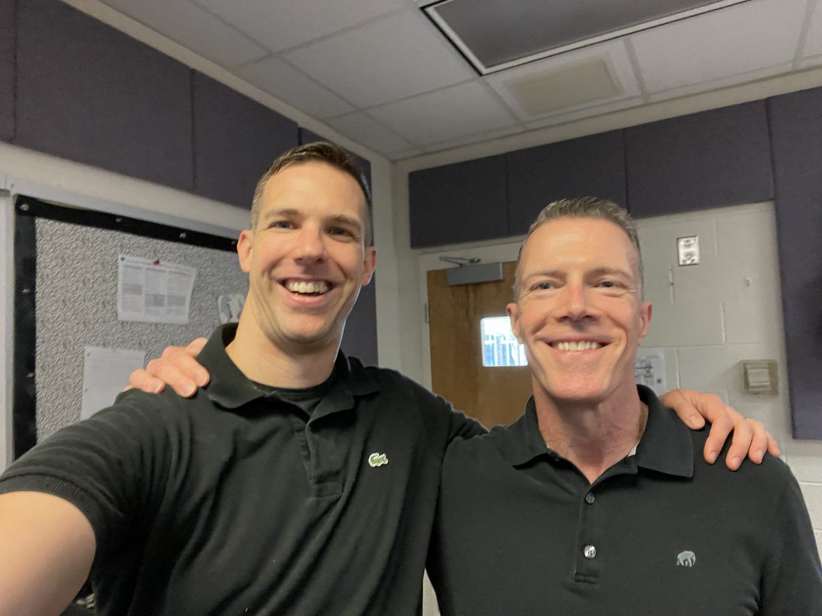 pjsnyder's tweet photo. With @GuitarKunk  on #twinsday @RBMS_Official . Some students say we look alike, but he's obviously younger, taller and in better shape than me. Now that I think about it, maybe this picture was not the best idea on my part! https://t.co/1Ob21ufsmf
