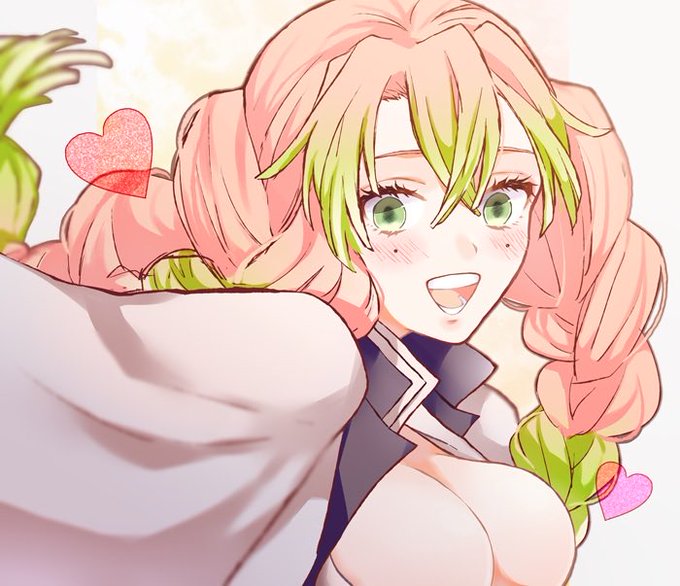 ヨルネさんがTwitterに投稿した甘露寺蜜璃(鬼滅の刃)のイラスト。