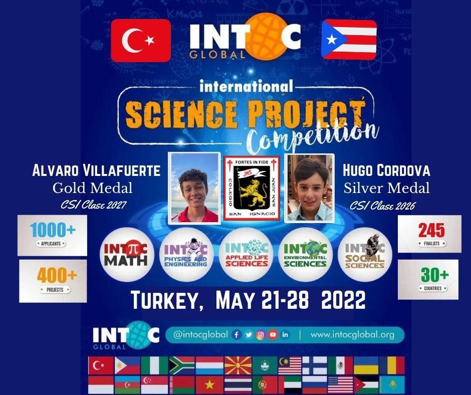 ColSanIgnacioPR's tweet photo. #CSILeones | Durante la semana pasada, los estudiantes Álvaro Villafuerte (CSI-2027) y Hugo Córdova (CSI-2026) participaron en INTOC (International Science Project Competition) en Ankara, Turquía. Felicitamos a ambos por sus logros alcanzados. https://t.co/h36EOENSiO