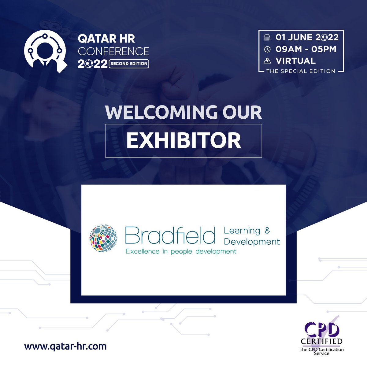 conference_hr's tweet photo. We are proud to welcome our Exhibitor “Bradfield Learning &amp; Development” for Qatar HR Conference 2022!

Join us and visit our website to register to attend for FREE!

#QatarHRCon2022 #QHRConference2022 #QHRC2022 #NeXTfairs https://t.co/Ec38wp65Of