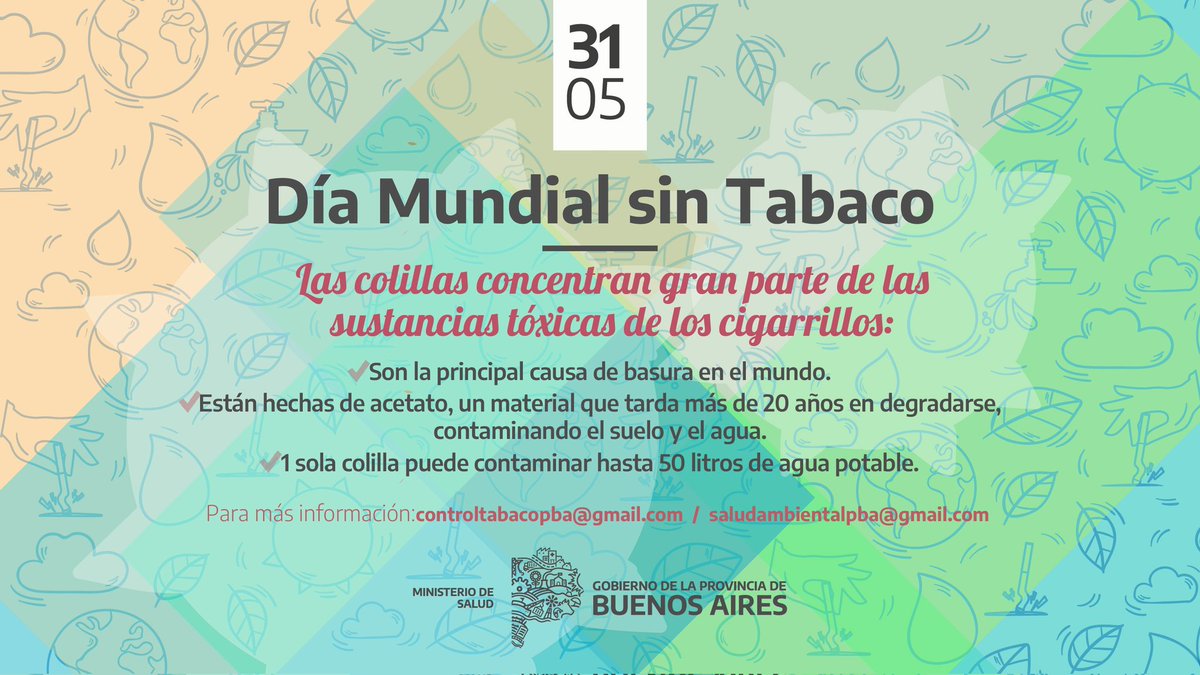 ➡️ Las condiciones ambientales en las que vivimos tienen un efecto sobre nuestra calidad de vida. 🚧 El consumo de tabaco genera un gran impacto sobre el ambiente, por eso evitar tirar las colillas en el suelo es una forma de protegerlo.

<a href="/BAProvincia/">Gobierno PBA</a>