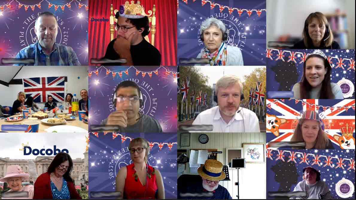System_C's tweet photo. We arranged a virtual tea party to commemorate the upcoming #PlatinumJubilee. We had a quiz, dress up with tea &amp; scones. It was wonderful to see everyone relaxing, interacting &amp; enjoying the occasion. Wishing everyone a Happy Jubilee from all of us. 👑😀 

#HM70 #RoyalFamily https://t.co/MKipP2OHNy