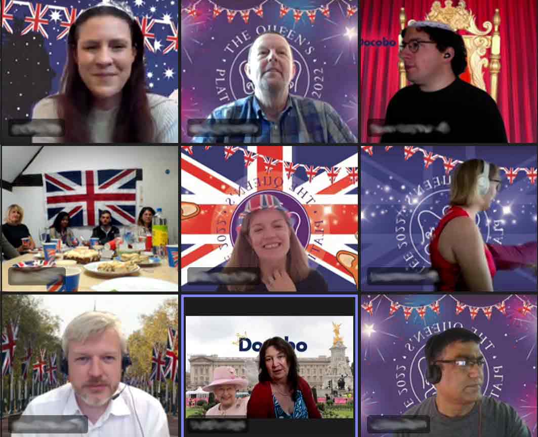 System_C's tweet photo. We arranged a virtual tea party to commemorate the upcoming #PlatinumJubilee. We had a quiz, dress up with tea &amp; scones. It was wonderful to see everyone relaxing, interacting &amp; enjoying the occasion. Wishing everyone a Happy Jubilee from all of us. 👑😀 

#HM70 #RoyalFamily https://t.co/MKipP2OHNy