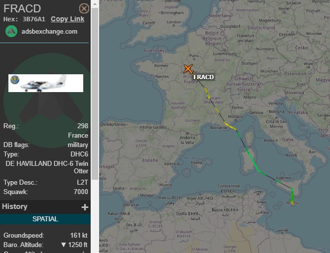 Laurent_Le_Bloa's tweet photo. may 29th: French AF #GAM56 DHC6 cn 298 #CTM1500 returning 17 days later fm #Luqa #Malta 
#DGSE #Libya https://t.co/23ycxk6uCT