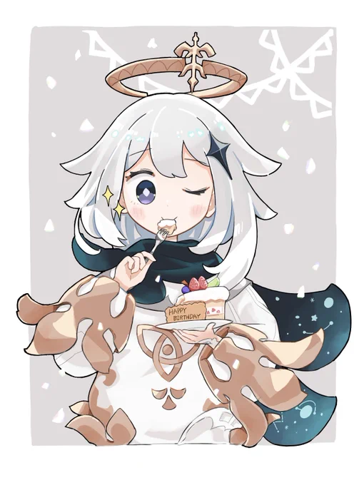 パイモン誕生日おめでとーー!美味しいものいっぱい食べるんだぞ #パイモン生誕祭2022#原神 #paimon 