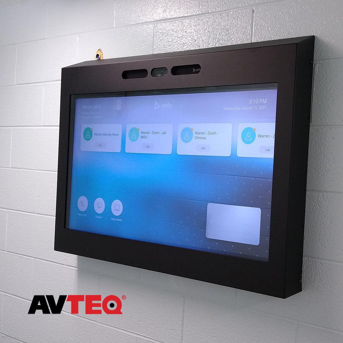 AVTEQ's tweet photo. Correctional facilities realize the value of videoconferencing for improved communications with courts and families.  Avteq's security enclosures protect TVs and cameras.  Learn more https://t.co/kskEmX5zIg
#Poly #Polystudio #displayenclosure #justicesolutions #avteq https://t.co/sTAWhS2GF2