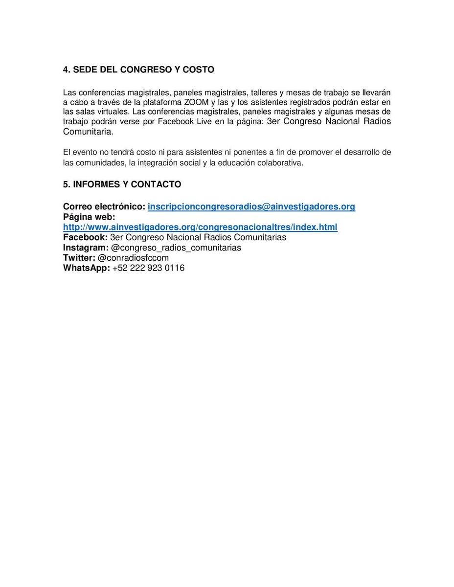 ¿Cómo, cuándo y dónde participar en el 3er Congreso Nacional de Radios Comunitarias 2022? Les compartimos los datos más importantes. Y si quieren saber más, descarguen la CONVOCATORIA completa desde ainvestigadores.org/congresonacion…