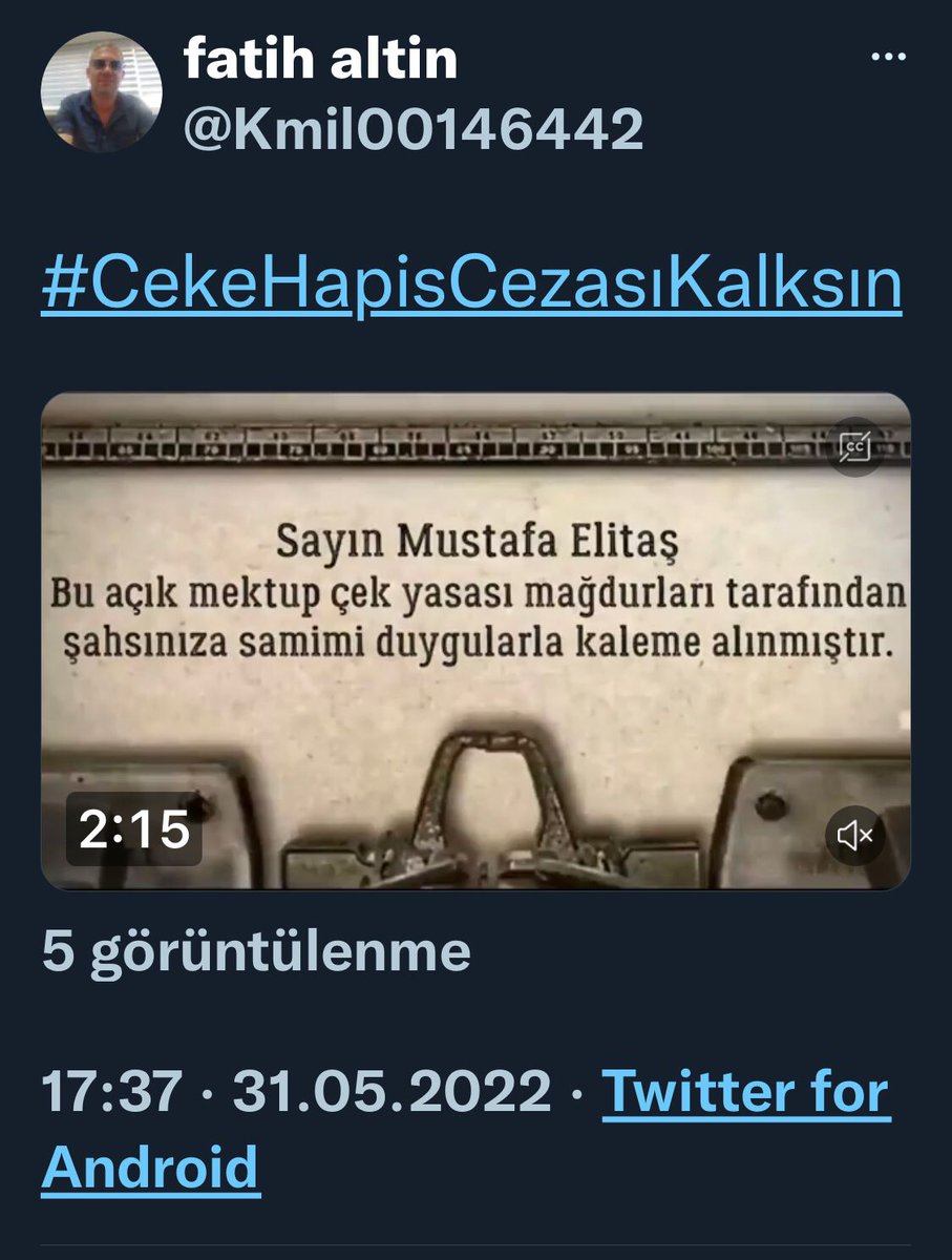 Sn.Başkanım <a href="/RTErdogan/">Recep Tayyip Erdoğan</a>

"Dicle kenarında bir kurt bir koyunu yese, Allah'ın adaleti gelir onu Ömer'den sorar" diyen Hz.Ömer adaletini arıyoruz.

#CekeHapisCezasıKalksın
 <a href="/bybekirbozdag/">Bekir  Bozdağ</a> <a href="/nurettincanikli/">Dr. Nurettin Canikli</a> @yilmaz_ismet58 <a href="/mustafaelitas/">Mustafa Elitaş</a> <a href="/haydarzirek09/">Haydar Zirek</a>