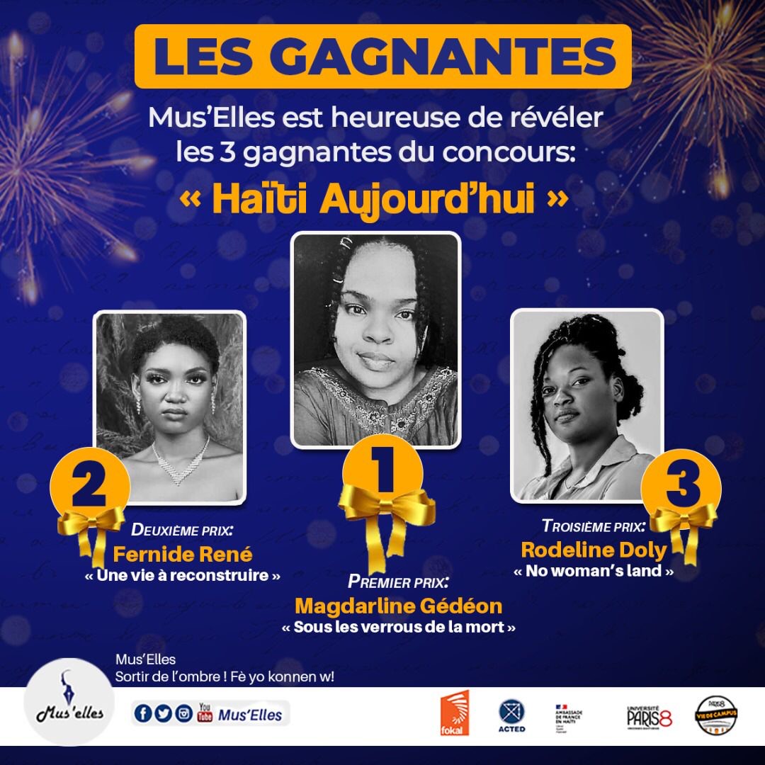 mus_elles's tweet photo. Félicitations aux gagnantes du concours "Haiti aujourd'hui ! Merci aux finalistes et aux particpantes! 
Remerciement special aux partenaires @AmbassadedeFranceHaiti
 @ACTED 
@FOKAL https://t.co/9lp8DKY6UR