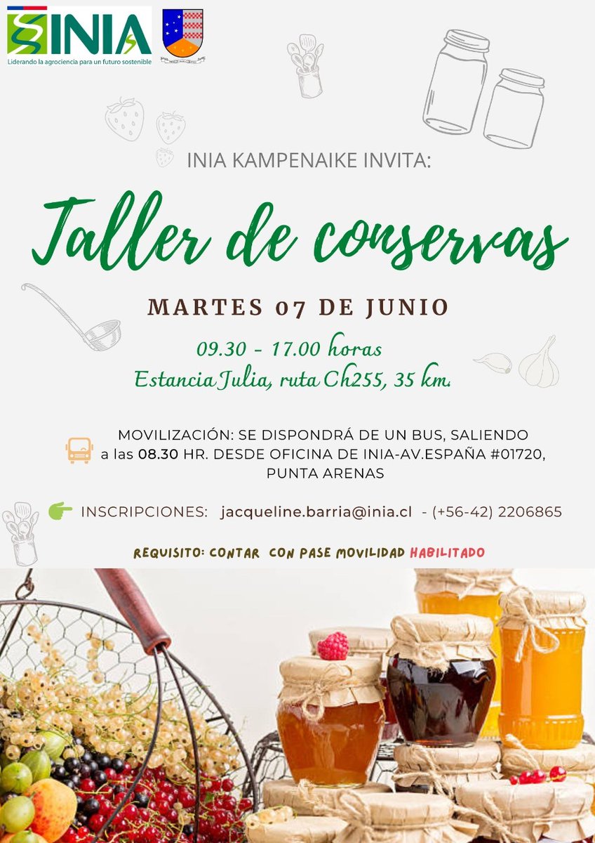 #ATENCION quedan 5 cupos disponibles para el taller. Inscripciones al: jacqueline.barria@inia.cl