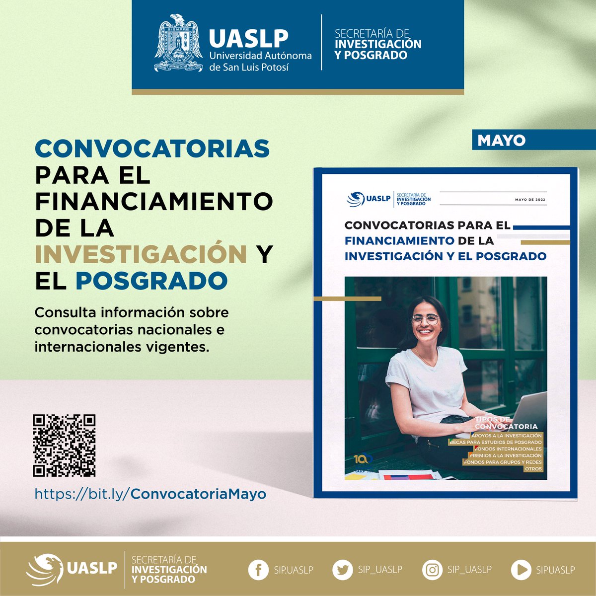 SIP_UASLP's tweet photo. 📌 Consulta información sobre convocatorias nacionales e internacionales vigentes del mes de mayo. #SIPUASLP @LaUASLP
https://t.co/JBjiheHB3I https://t.co/xe2cXaOYdq