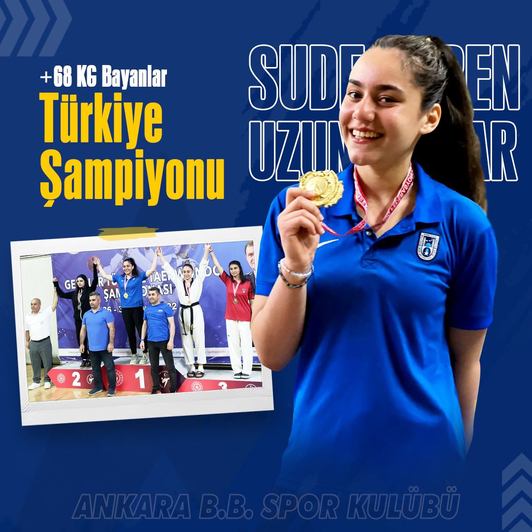 AnkaraBBSK's tweet photo. Muğla’da yapılan Gençler Türkiye Taekwondo Şampiyonası’nda sporcularımızdan Sude Yaren Uzunçavdar +68 KG Bayanlarda Türkiye Şampiyonu oldu.

Sporcumuzu tebrik eder, başarılarının devamını dileriz.

@mansuryavas06 @cevdettoptas @atak06mehmet @Nihat_Demir29 @alihsanegiz https://t.co/QO5Y1Z1d28