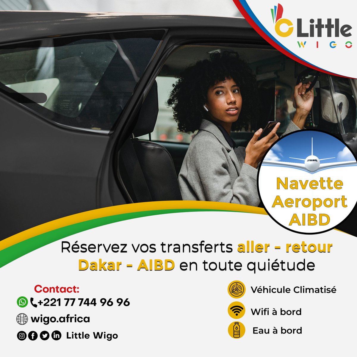 LittleWIGO's tweet photo. Souhaitez-vous accéder facilement à l'aéroport international Blaise Diagne? Nous vous fournissons un service de qualité avec tout le confort dont vous avez besoin! Pour effectuer une réservation, rendez-vous sur notre site web https://t.co/1hJGaO7zqV ou WhatsApp+221 77 744 96 96 https://t.co/Ukuc9rtQsZ