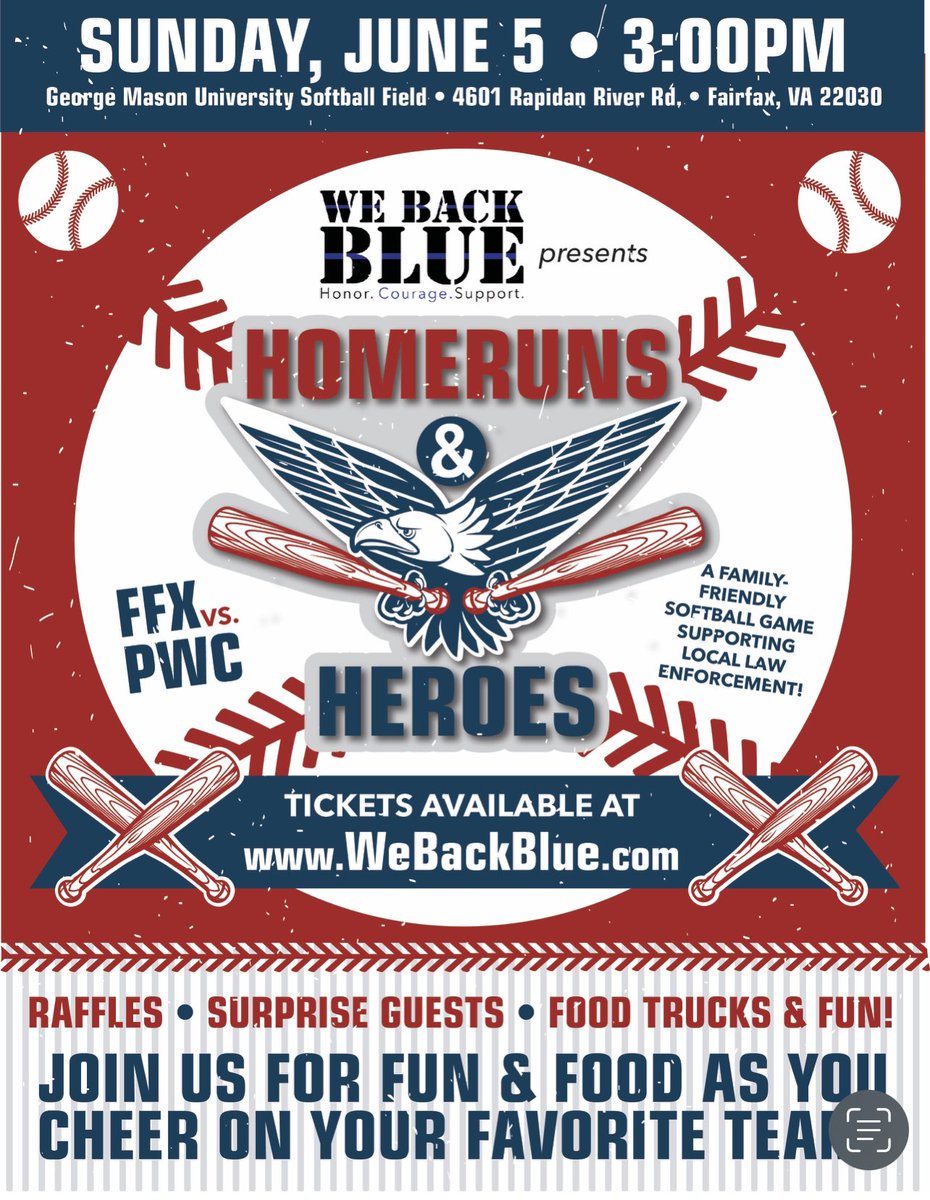 WeBackBlue's tweet photo. We are honored to have WMALβs @LarryOConnor come out and throw the ceremonial first pitch for the Homeruns & Heroes softball game THIS Sunday June 5th! He has been a great supporter of law enforcement and of We Back Blue! #WeBackblue #larryoconnor #backtheblue #thinblueline https://t.co/8cZnxqbniC