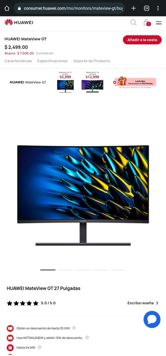 lexus_omar's tweet image. @HuaweiMobileMx #HuaweiNoCumple vendieron un monitor de 27" con valor de $9,999.00MXN en $2,499.00MXN y aproveché la ofeta pero me cancelaron todos aún cuando ya tenía las facturas. @SheffieldGto @Profeco se puede hacer algo para que respeten el precio y envíen mis compras?