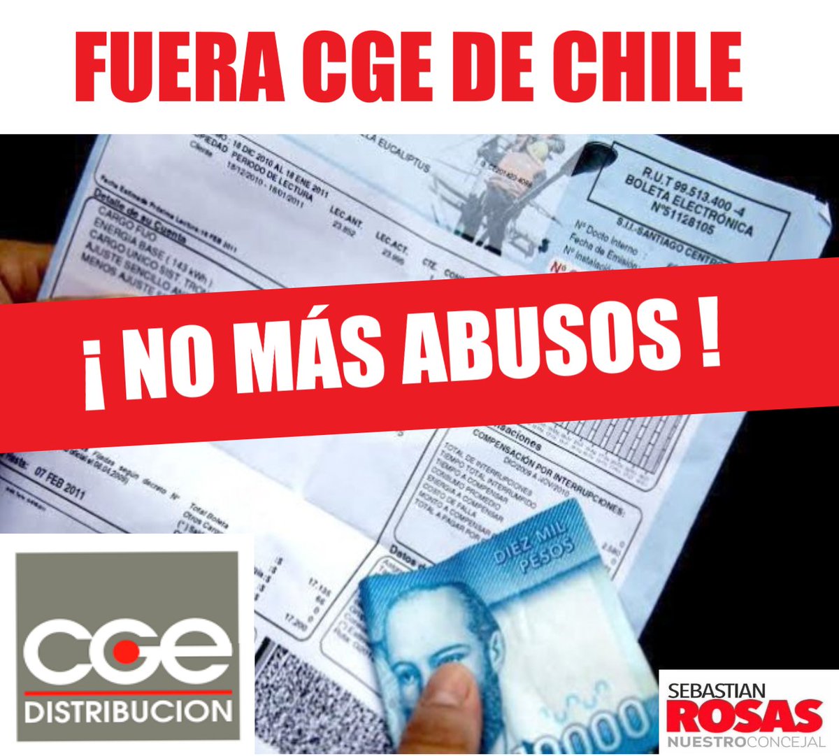¡NEFASTO SERVICIO DE CGE!
"Es una empresa que no responde, que no entrega información y que no tiene la capacidad de poder reaccionar con equipos de emergencia".
La única solución viable de una vez por todas es el término inmediato de la Concesión Eléctrica de CGE.