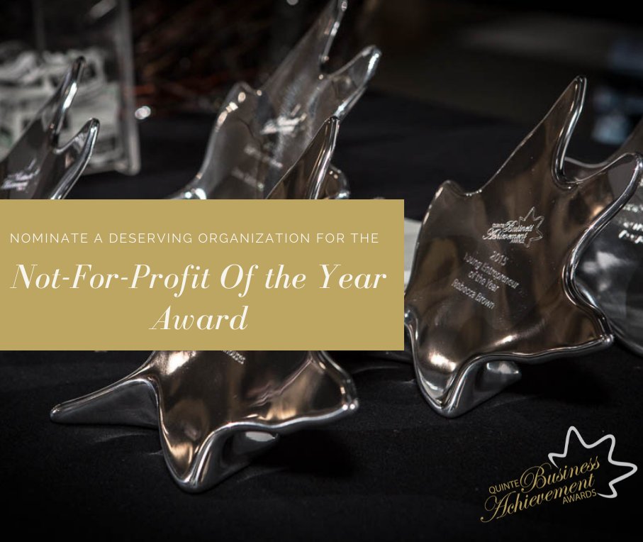 QBAAwards's tweet photo. This award recognizes the contribution that Not-For-Profit Organizations make to the Quinte Region. Go online to https://t.co/0TkTHVKc11 to nominate. Nominations are open until June 30th https://t.co/VU0KYei3LX