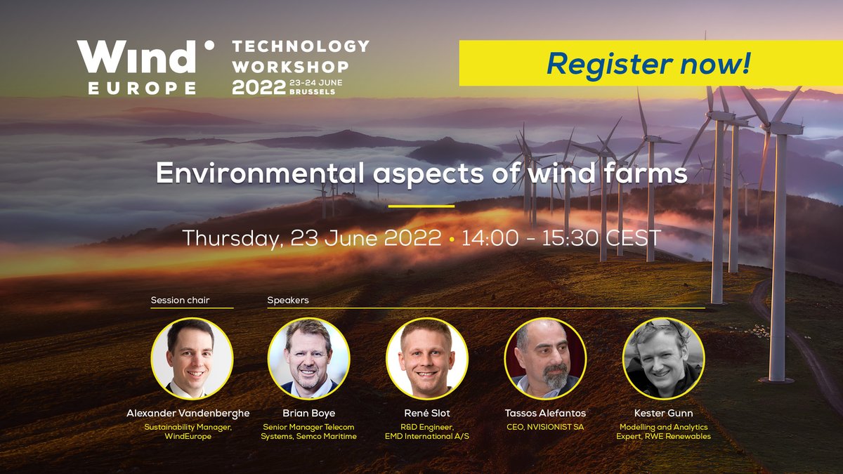 WindEuropeEvent's tweet photo. Wind energy is clean and sustainable. But it can still have a wide impact – on society and the environment. What can we do to soften the environmental effects of wind? 

We'll take a closer look at @WindEurope’s #WindTech22 in Brussels, 23-24 June 2022
▶️https://t.co/ZcW238aZgc https://t.co/ZyQaMNp6en