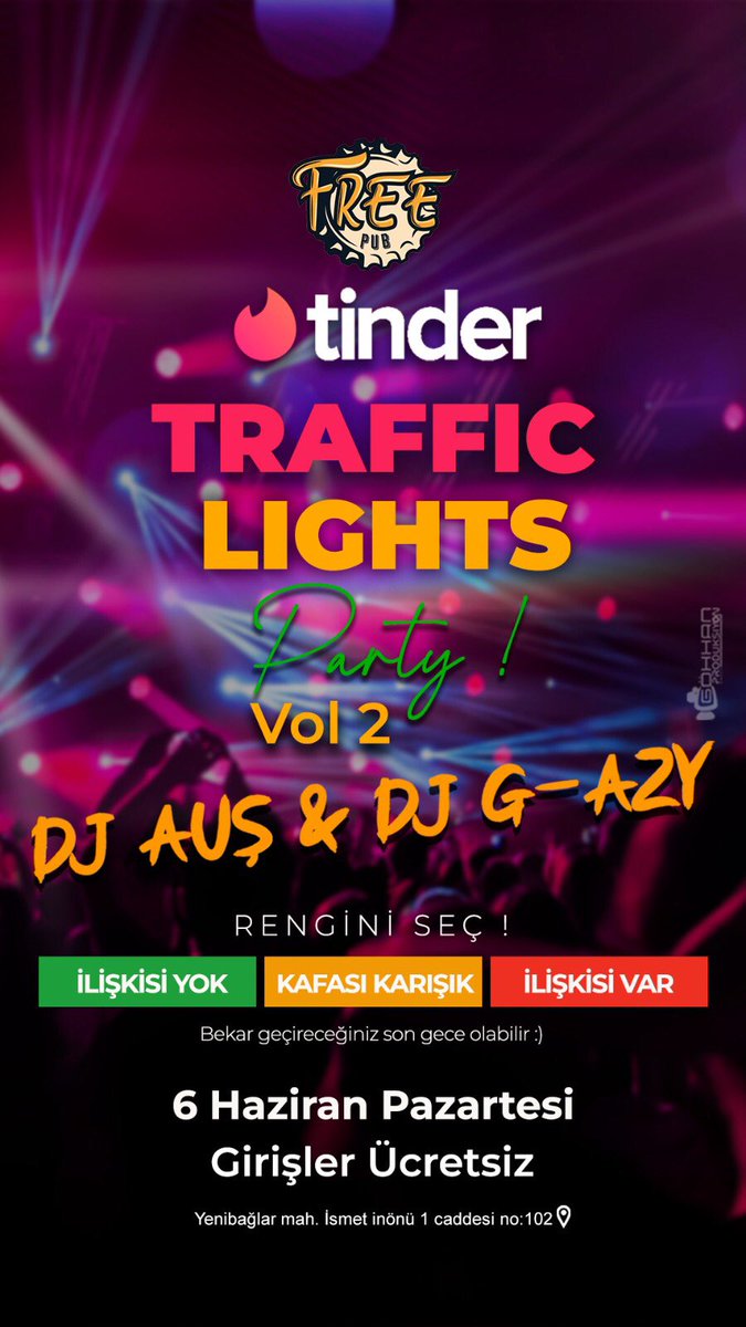 6 Haziran Pazartesi

Traffic Lights Party Vol2

Bekar geçireceğiniz son gece olabilir 
Rengini Seç ❗️

DJ AUŞ - DJ G-AZY 

“Girişler Ücretsizdir”
#freepub #eskişehir #müzik #eglence #pub #espark #tepebaşı #odunpazarı #osmangaziüniversitesi #anadoluüniversitesi #eskişehirgeceleri