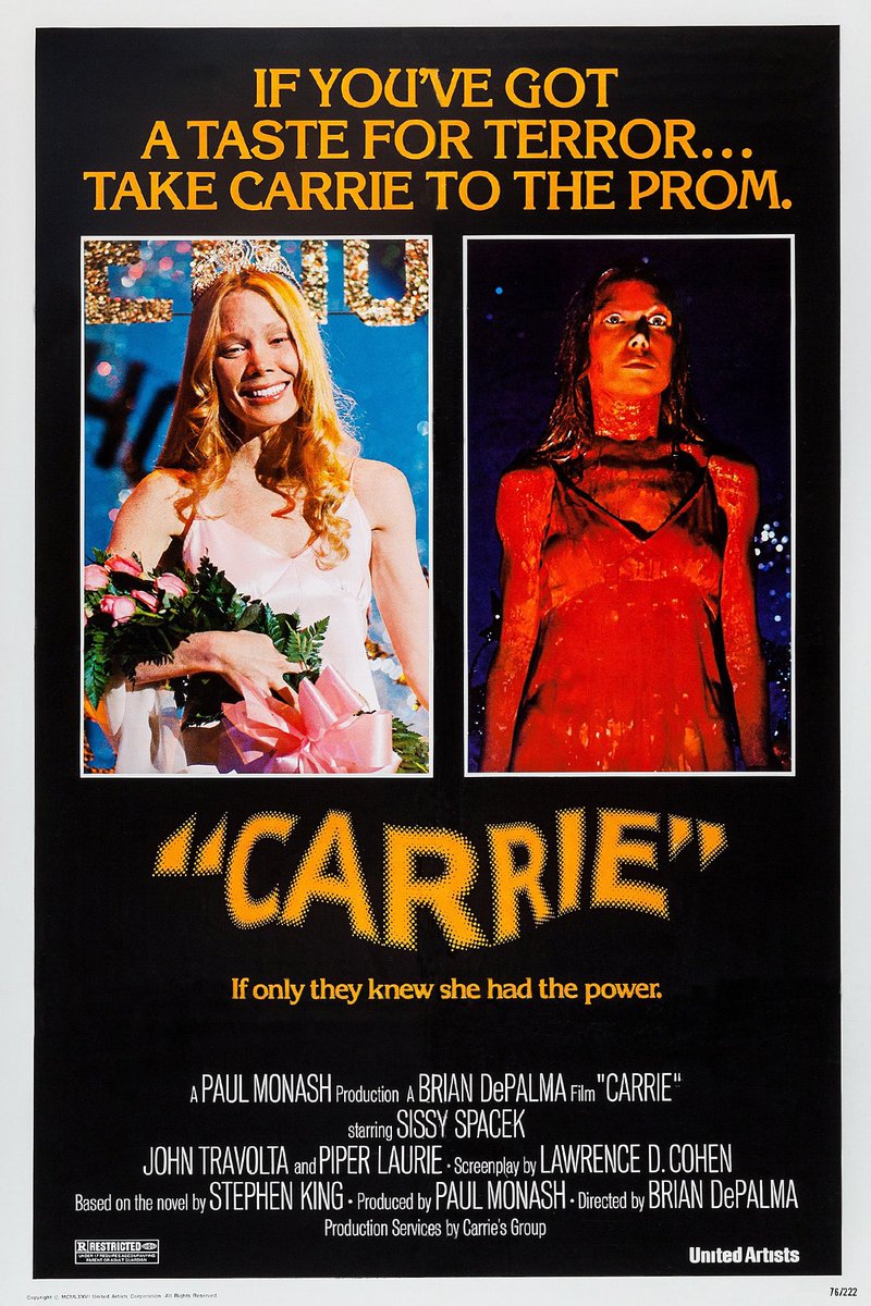 evil_thread's tweet photo. Pick on a classmate and get brutally murdered as a result as we dive into Brian De Palma’s Carrie (1976)! #sissyspacek #carrie #briandepalma #johntravolta #telekinesis #blood https://t.co/5NTRiwuScN